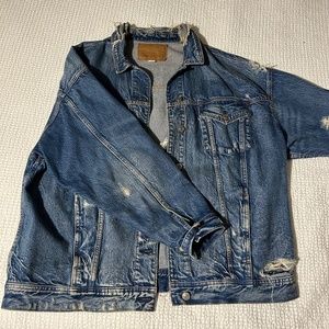 American Eagle Denim Distressed Boyfriend Jacket